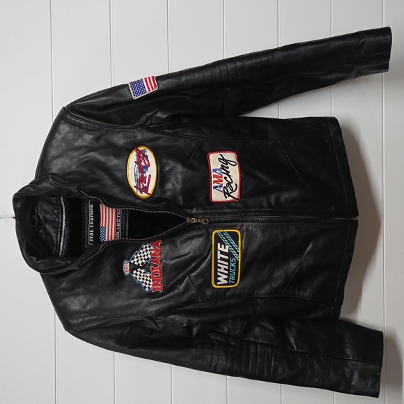 Echtes Leder Ital Leather Collection Jacket Mens Size Small Indiana 500 Racing - Picture 1 of 12